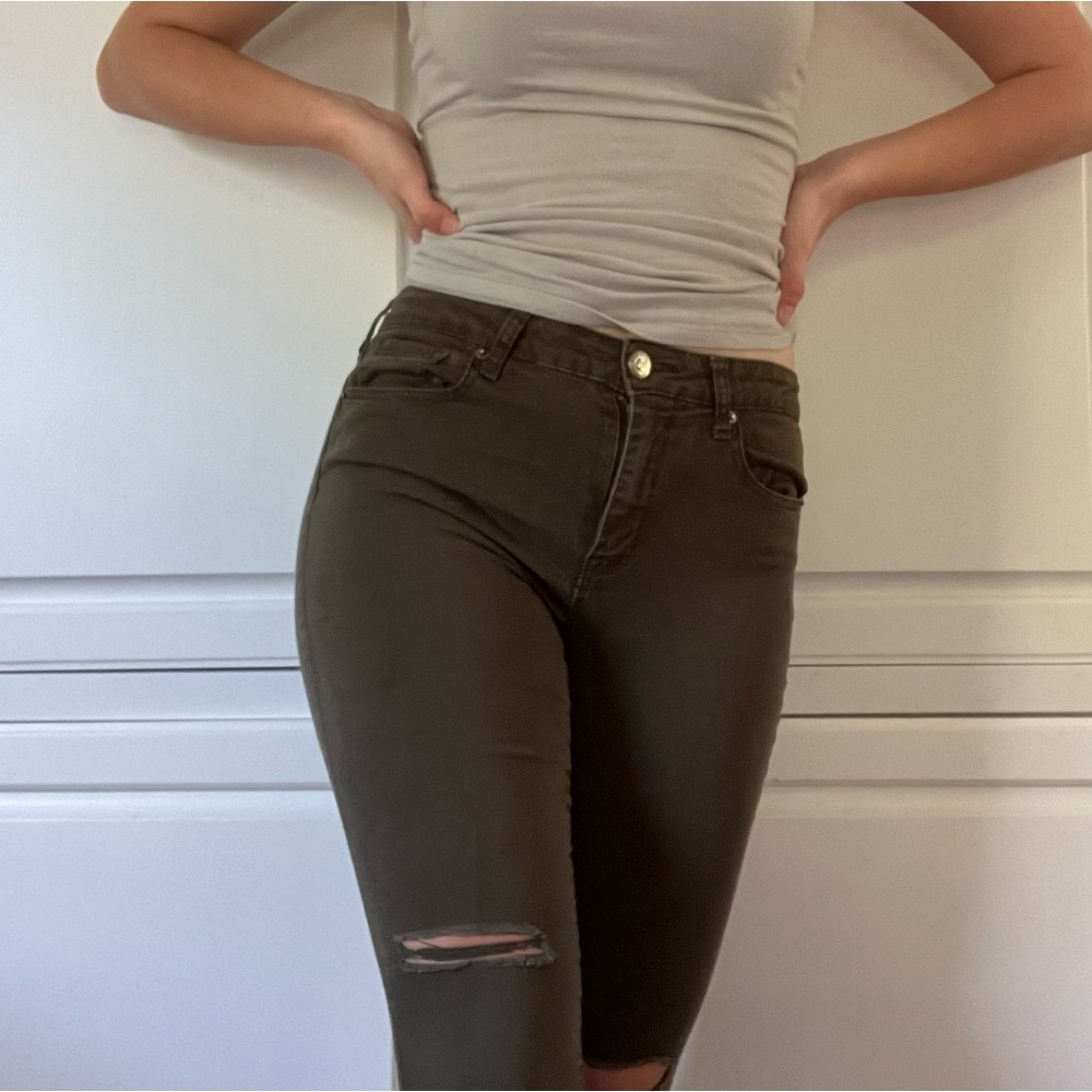 AÉROPOSTALE GREEN RIPPED JEGGINGS